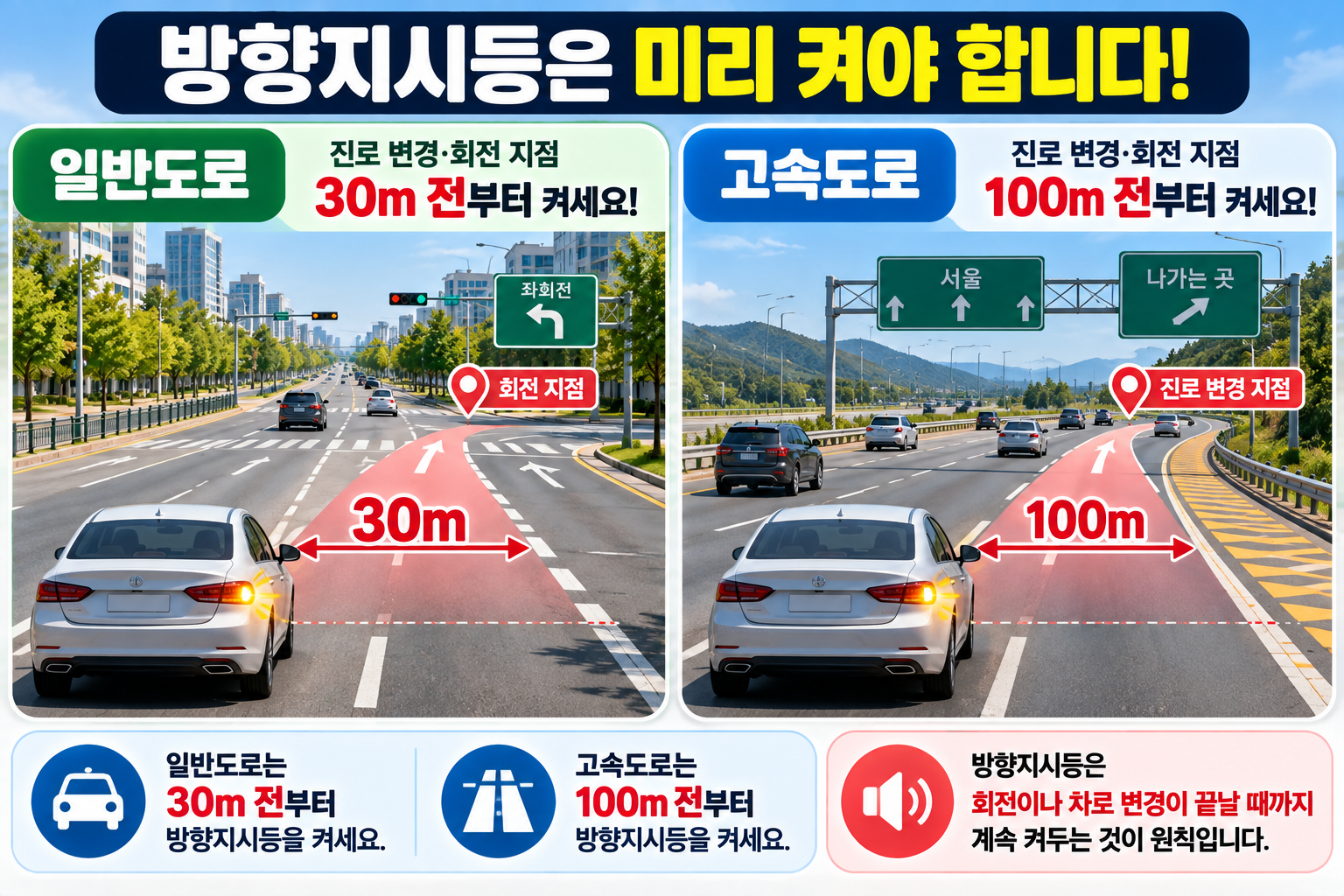 방향지시등은 미리 켜야 합니다!