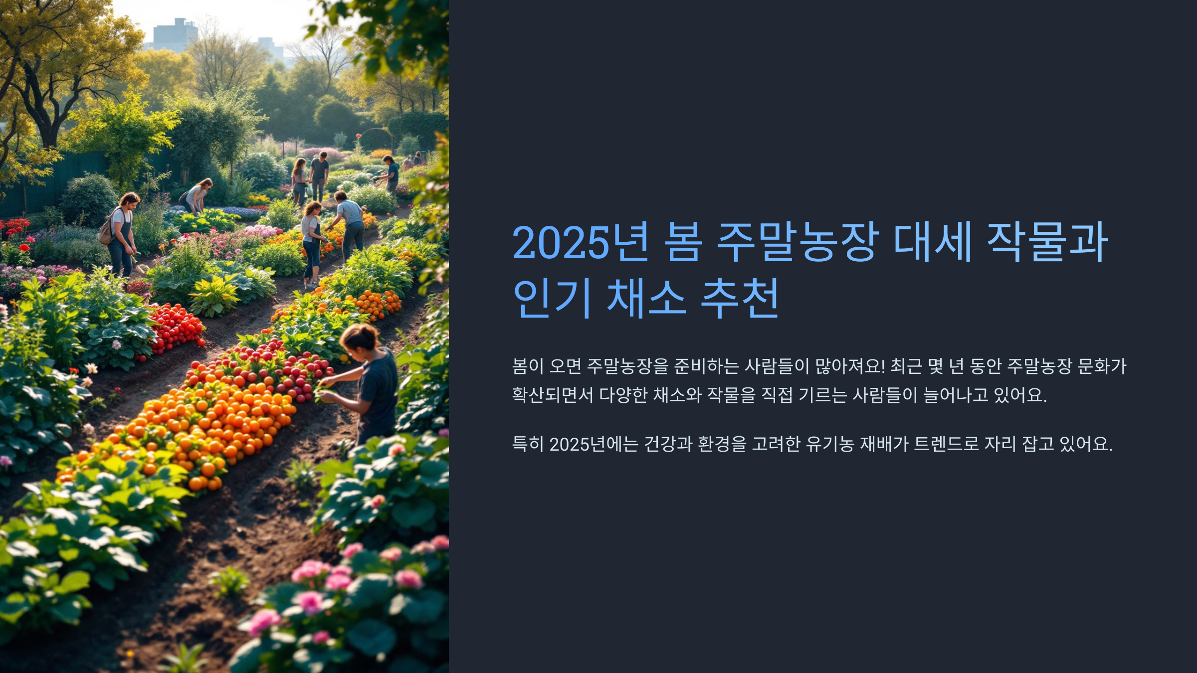 2025년 봄 주말농장 대세 작물과 인기 채소 추천