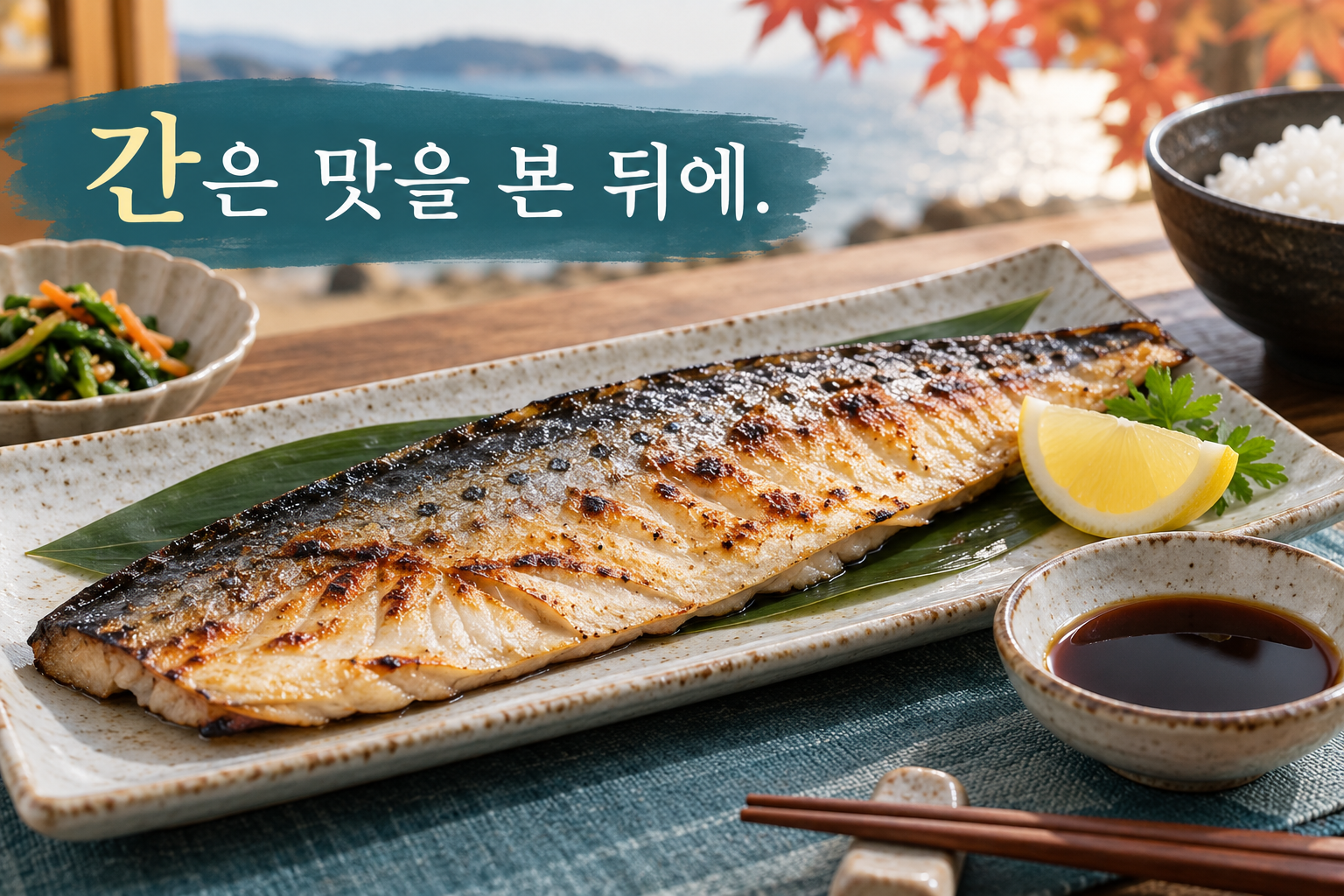 삼치구이와 별도 작은 그릇에 덜어 놓인 소스.