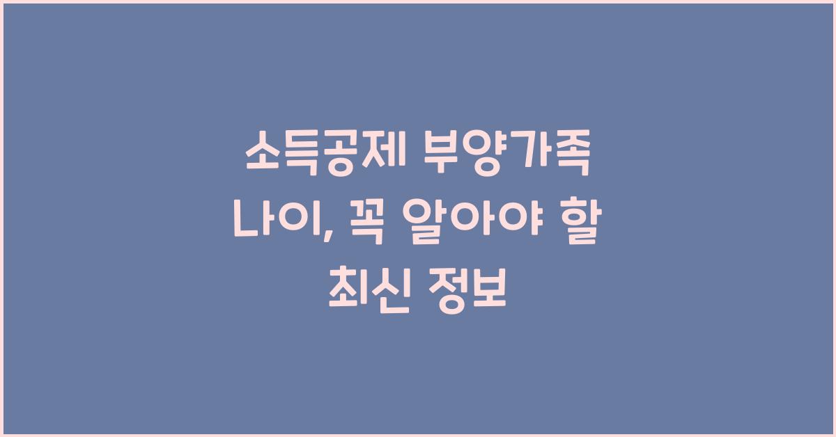 소득공제 부양가족 나이