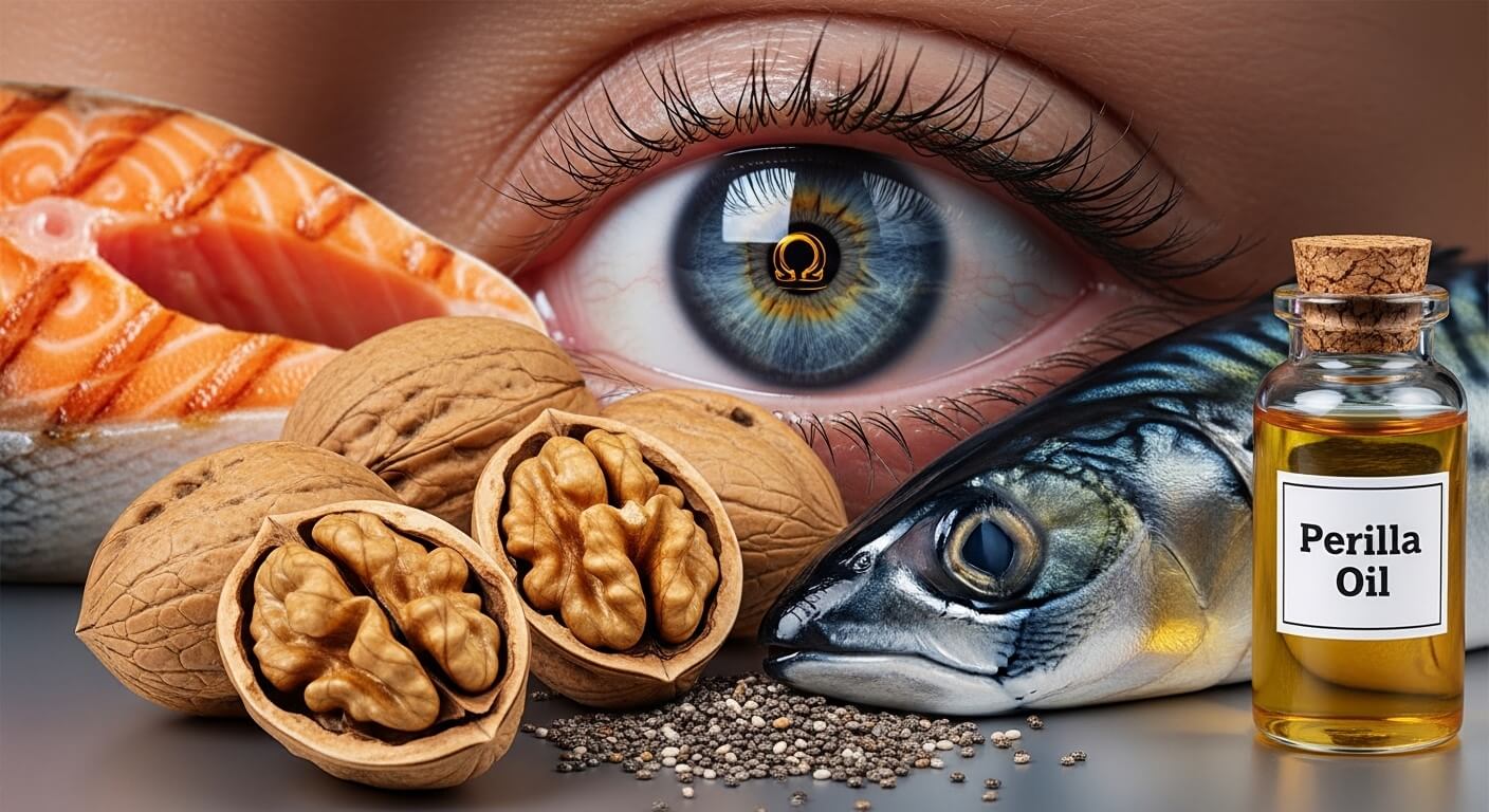 눈 이미지와 오메가3가 풍부한 식품 이미지