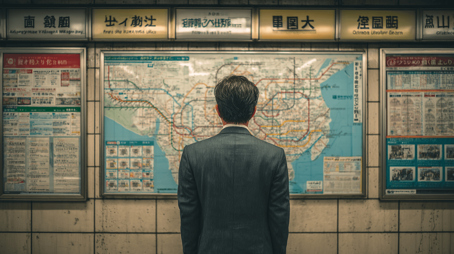 일본-지하철-노선도를-보고-있는-사람