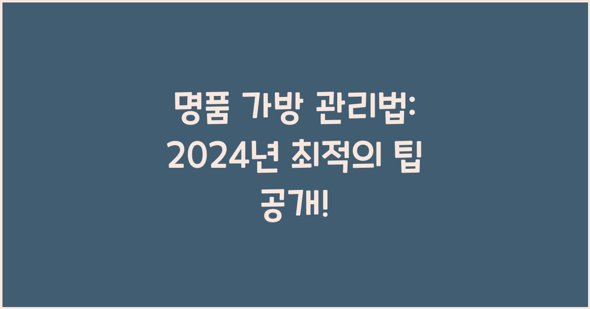 명품 가방 관리법