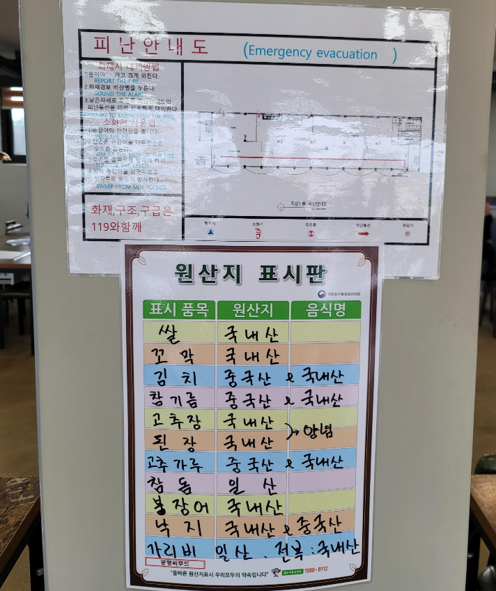 궁평씨푸드 원산지 표시판