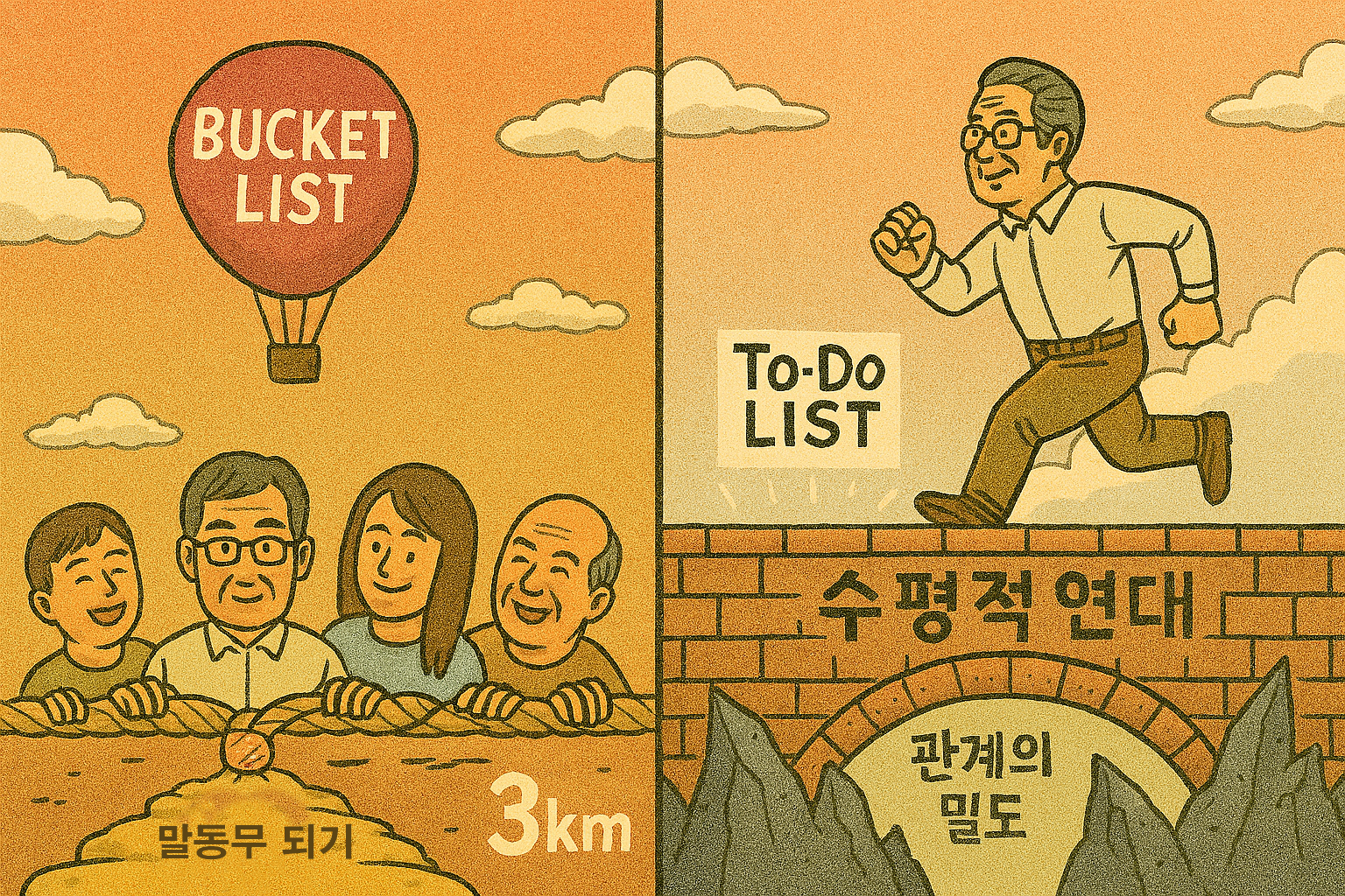 막연한 '버킷리스트'와 대비하여 '투 두 리스트'로 '현재의 밀도'를 높여가는 50대 남성.