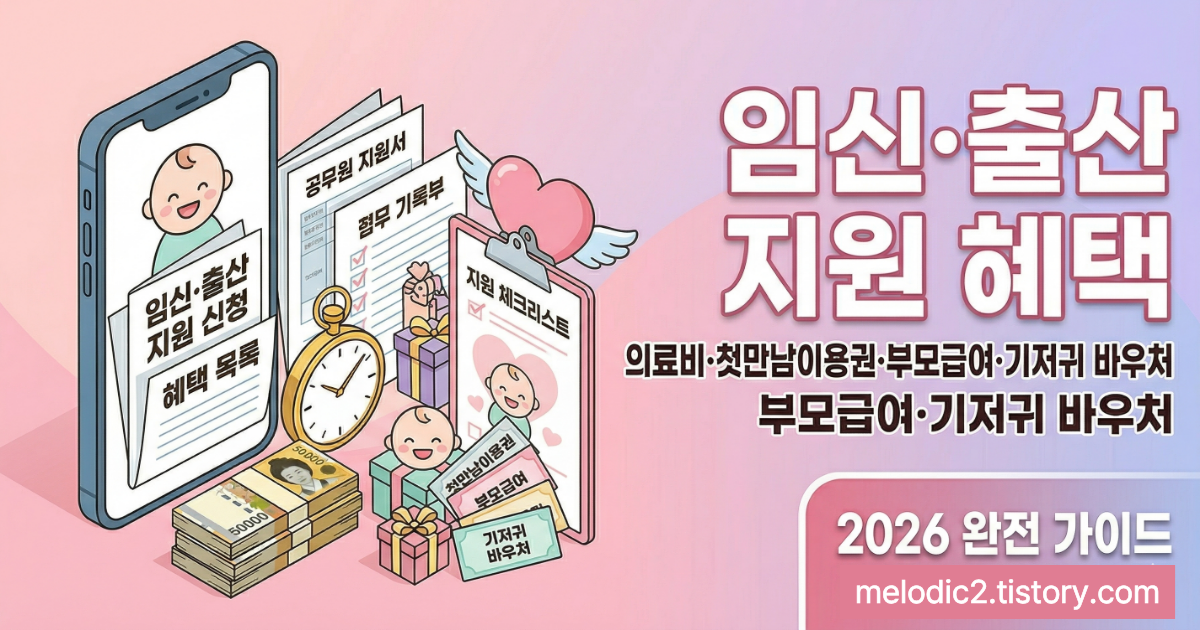 2026 임신 출산 지원 혜택 총정리 의료비 첫만남이용권 부모급여 기저귀바우처 단계별 가이드