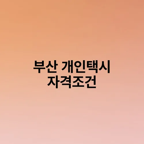 부산 개인택시 자격조건