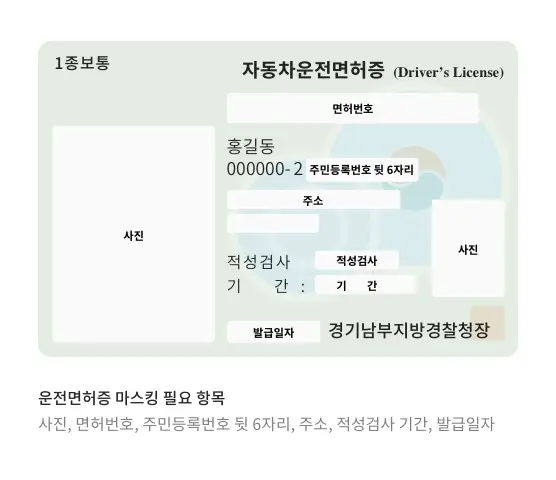 신분증 마스킹 예시 2