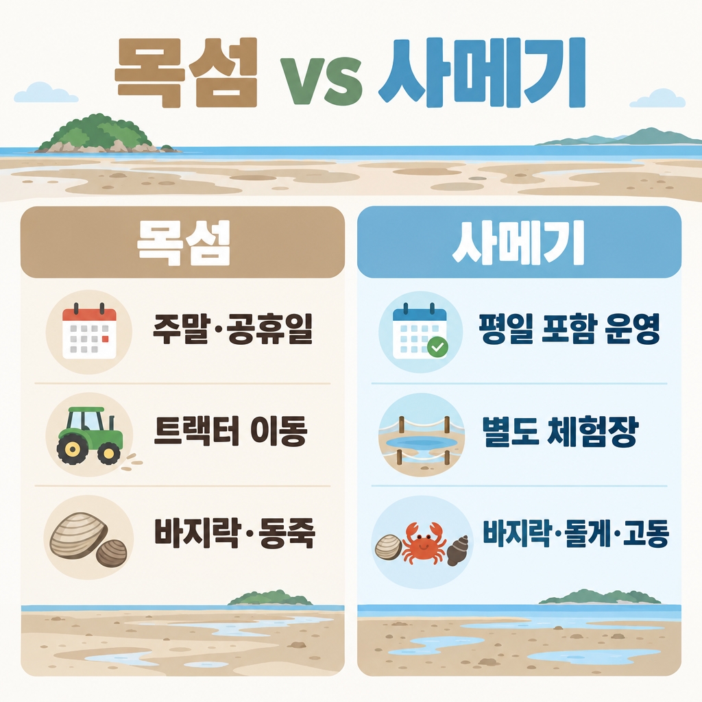 주말이라면 목섬, 평일이라면 사메기