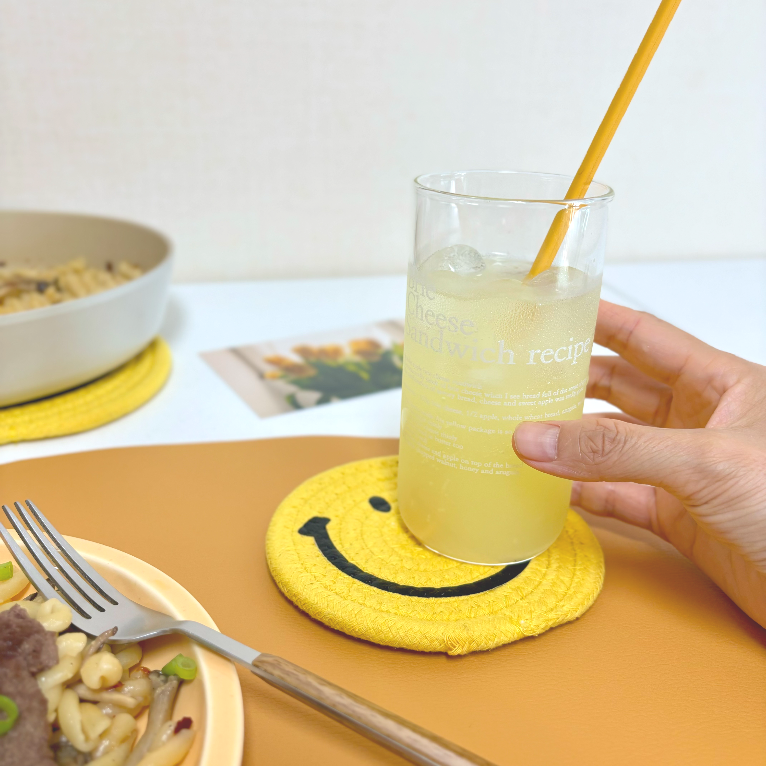스마일 냄비받침 컵받침 옐로우