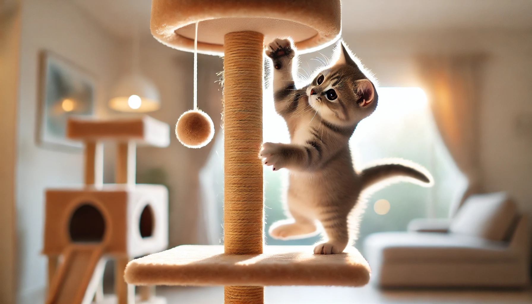 아기 고양이와 캣타워 선물