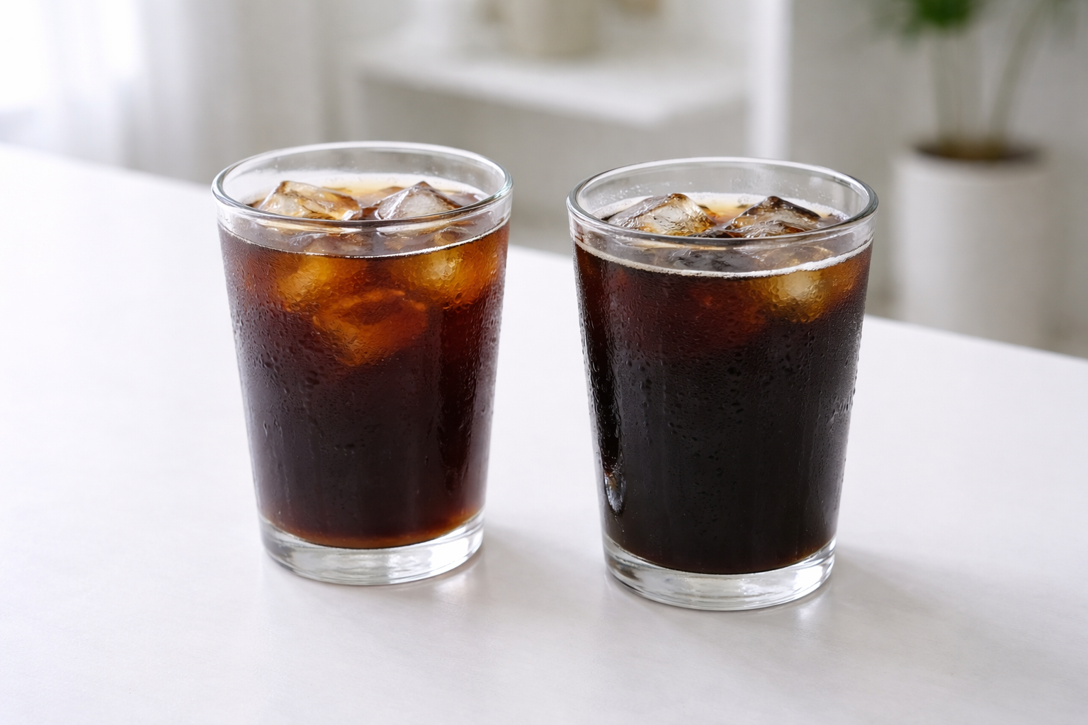 콜드브루와 더치커피를 떠올리게 하는 차가운 블랙커피 이미지