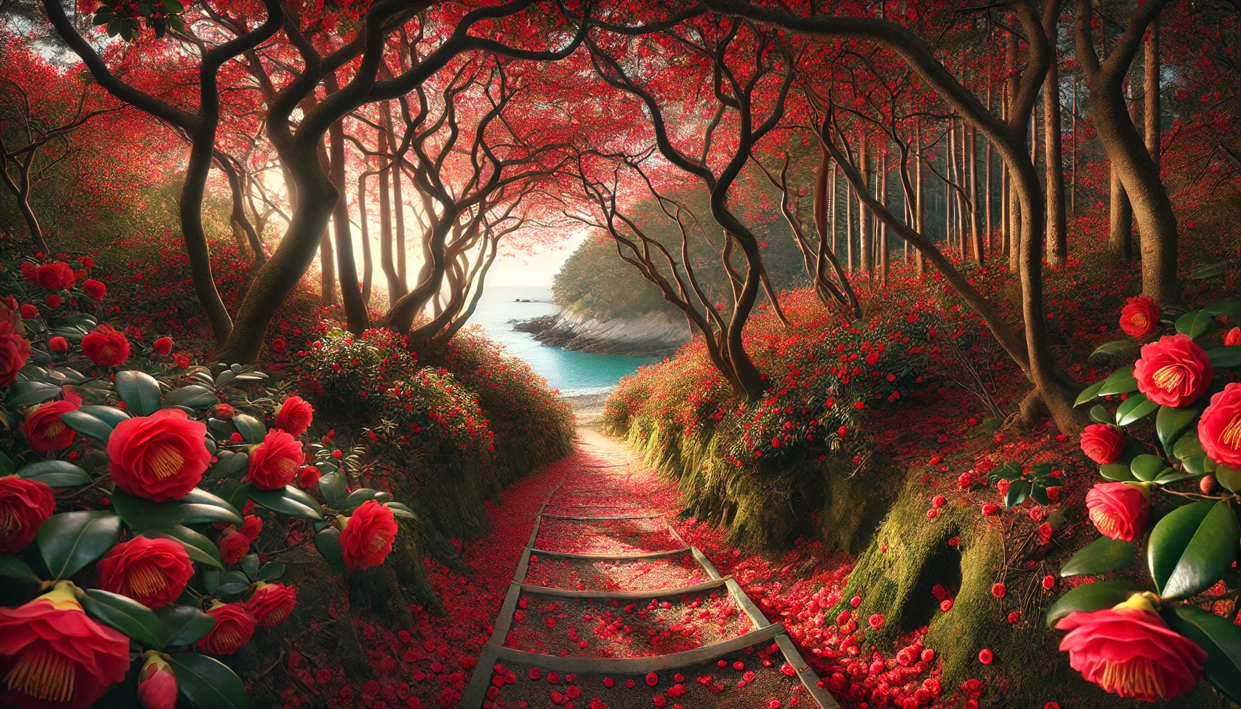 실시간 벚꽃 풍경! 거제 지심도 동백꽃 만개 현황