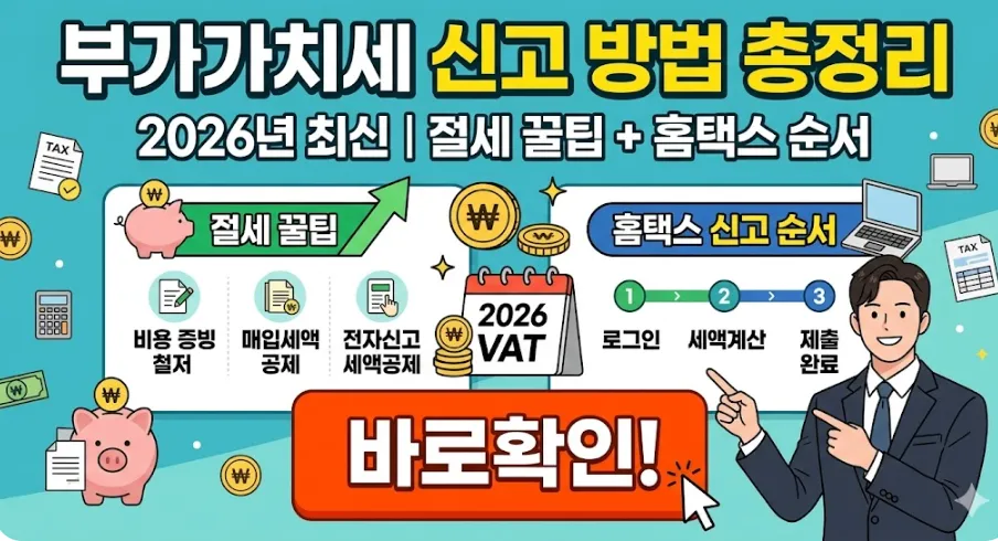 부가가치세 신고 방법 총정리: 2026년 최신 절세 꿀팁과 홈택스 신고 순서