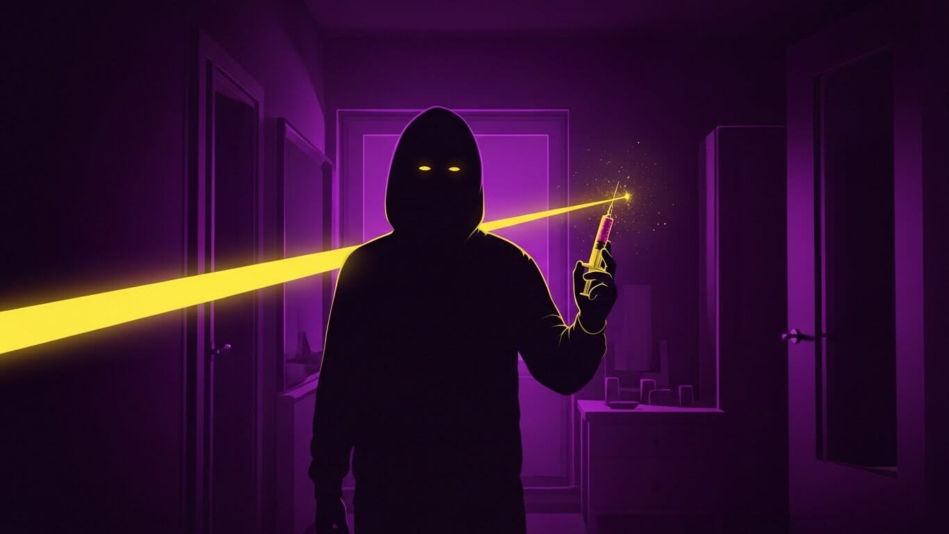 어두운방-주사를든남자가서있다