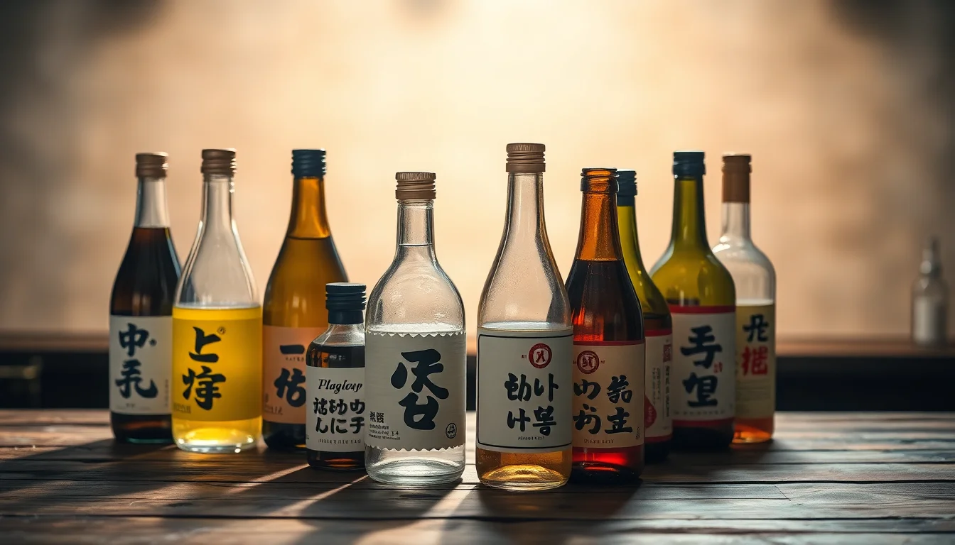 나무 탁자 위에 놓인 전통주와 희미한 온라인 쇼핑 장바구니