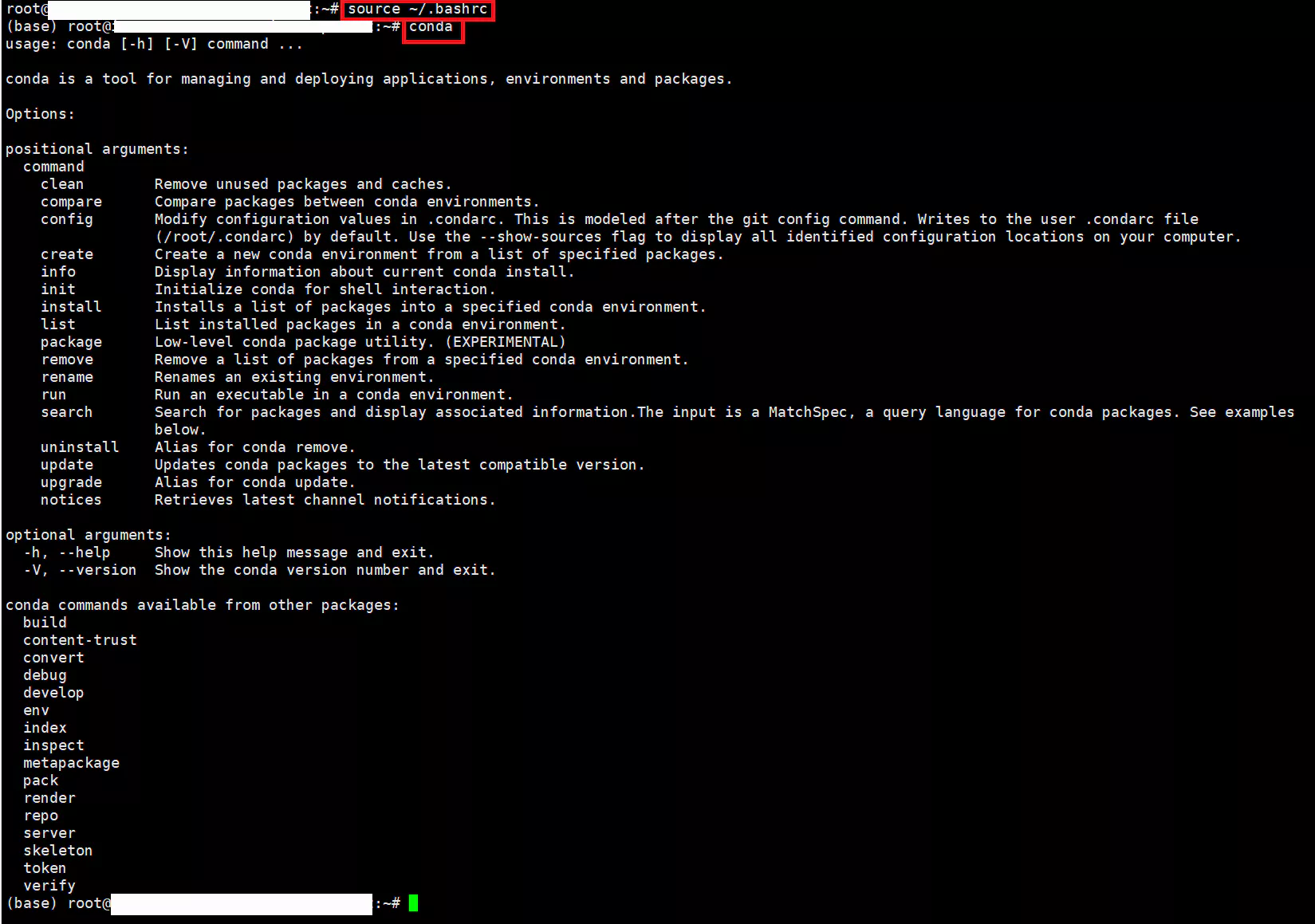 source-명령어로-시스템에-등록-후-conda-명령어-실행했을-때의-화면