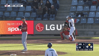 타자 전향 성공 하재훈 질롱코리아 시절 호쾌한 홈런 스윙 GIF