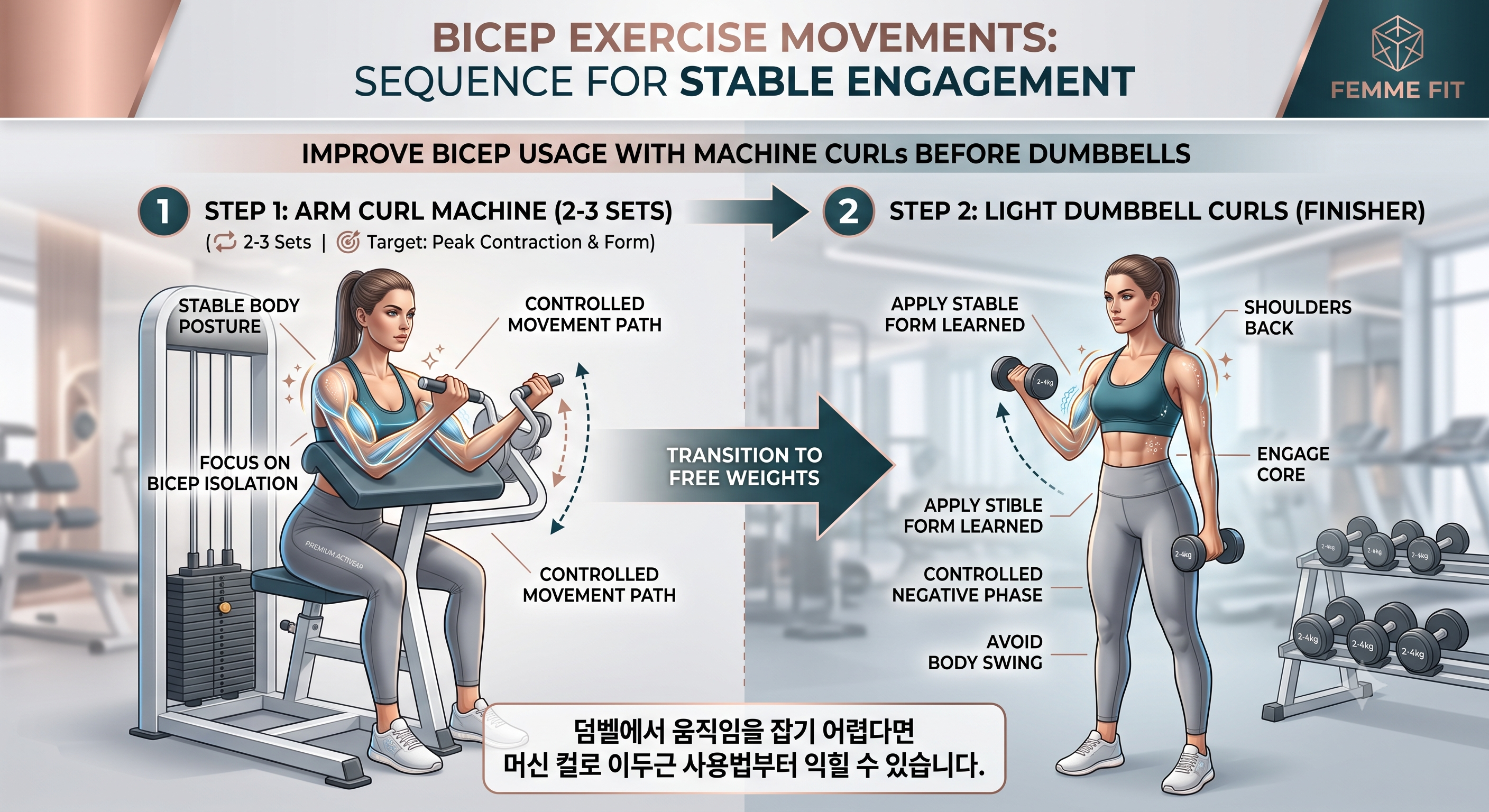 여성 초보자는 머신 컬을 먼저 해야 할까