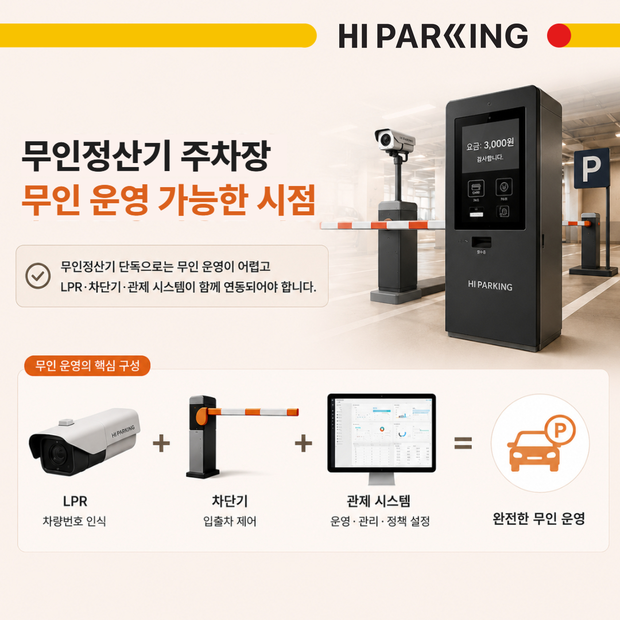 무인정산기 주차장 무인 운영 가능한 시점