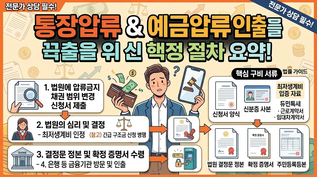 서류 준비부터 법원 결정문 송달까지의 압류 범위 변경 신청 흐름도