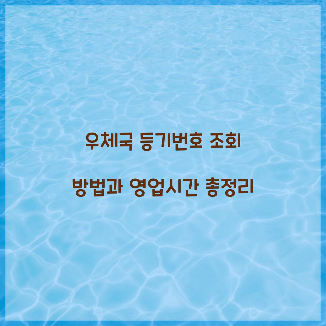 우체국 등기번호 조회
