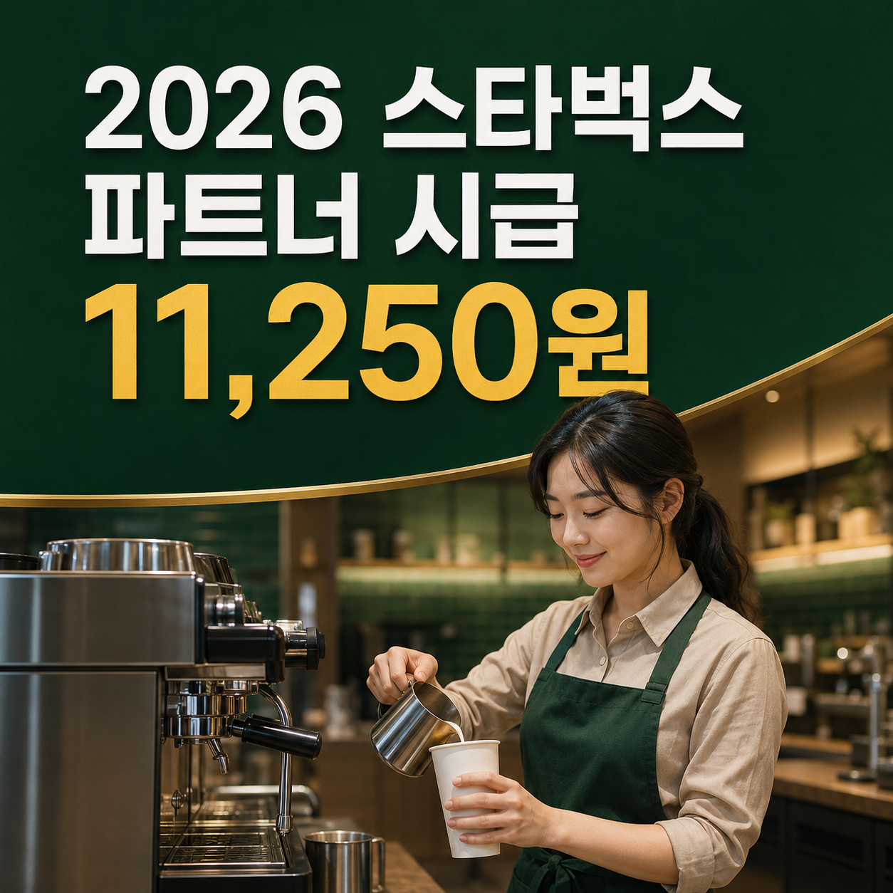 2026 스타벅스 파트너 시급 11,250원｜주 25시간 월급과 실수령액 계산