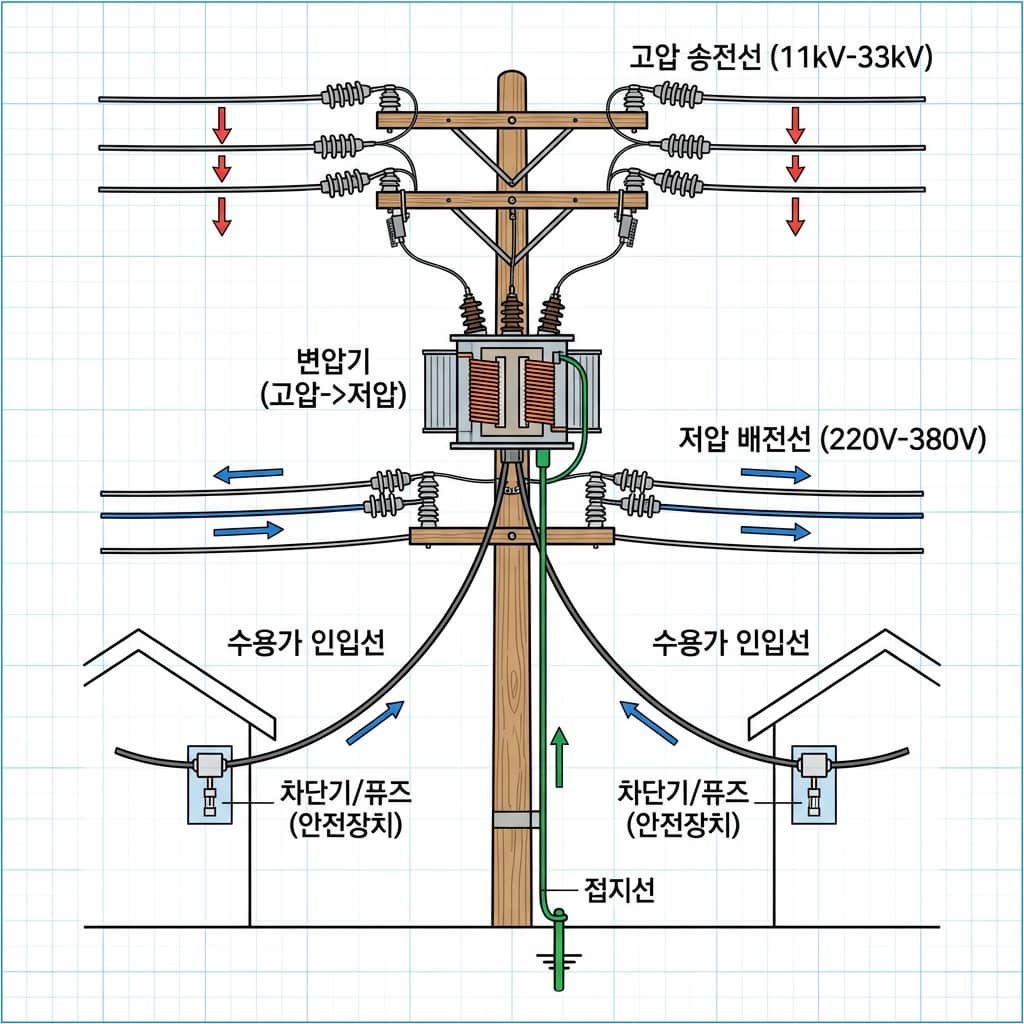 전봇대 기반 전력 배분 시스템의 작동 원리
