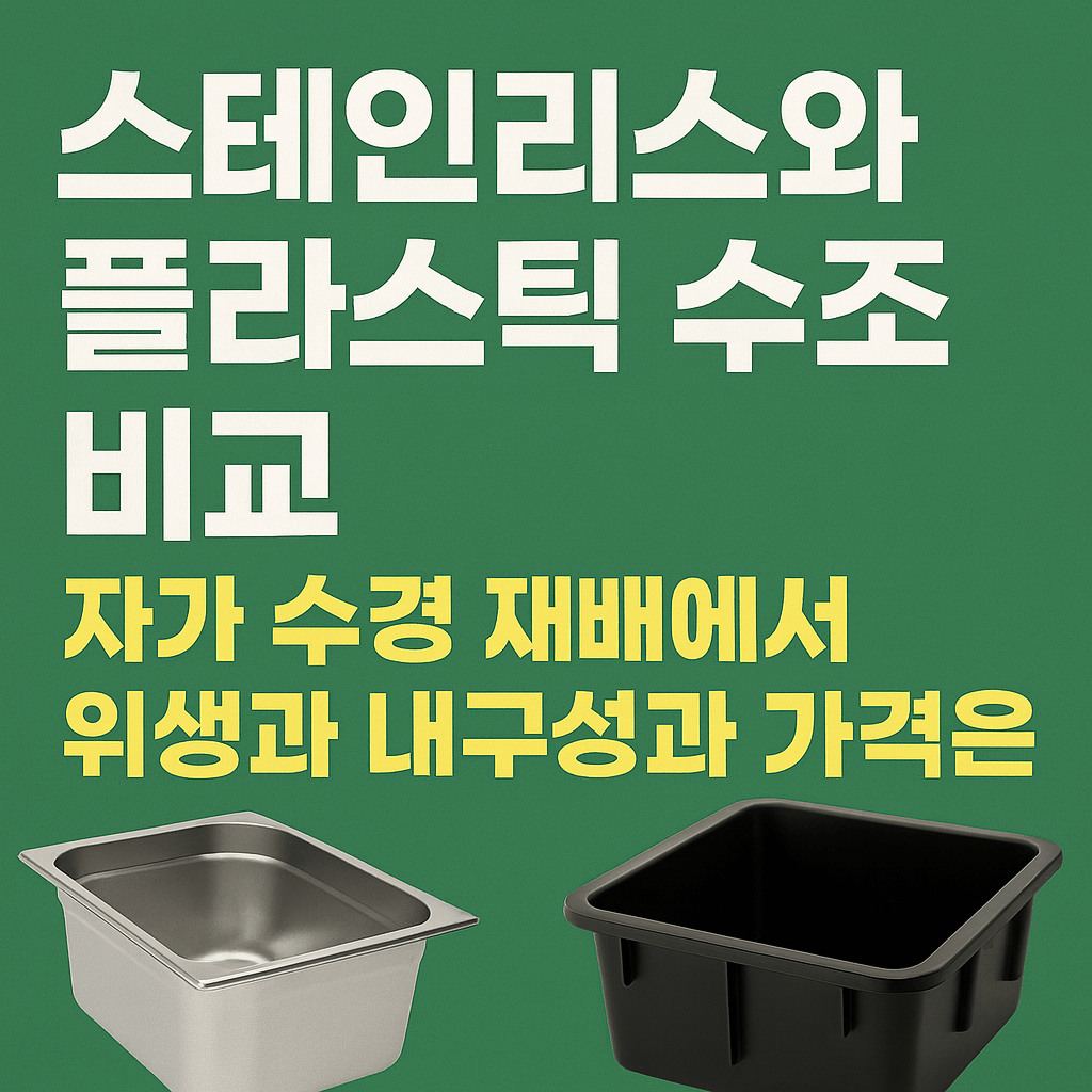 스테인리스와 플라스틱 수조 비교 : 자가 수경 재배에서 위생과 내구성과 가격은?