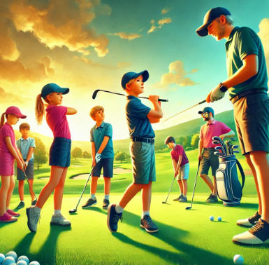 주너이 골퍼들이 연습하는 이미지