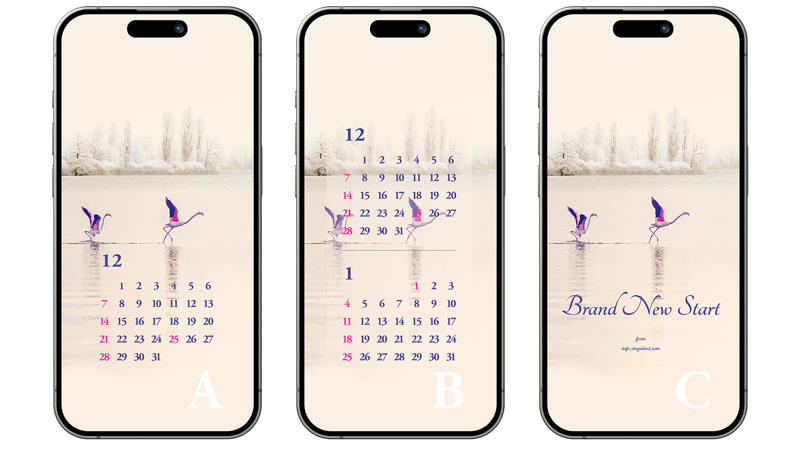 08 호수 위의 플라밍고 ABC - 2025년12월 아이폰배경화면