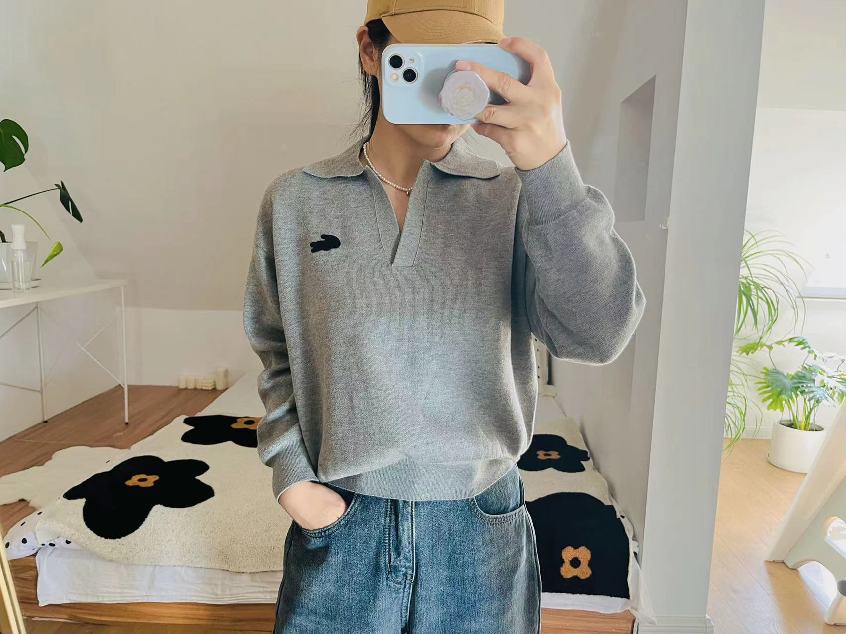 라코스테 여성 브이넥 폴로 스웨터 니트 AF2544