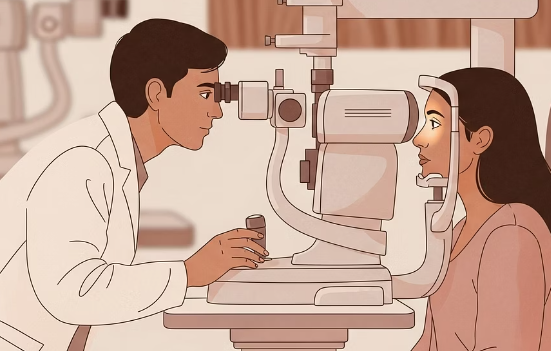 안과 진료 받는 여성