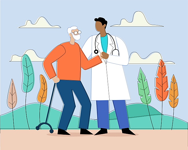 의사와-환자가-함께-걷고-있는-일러스트