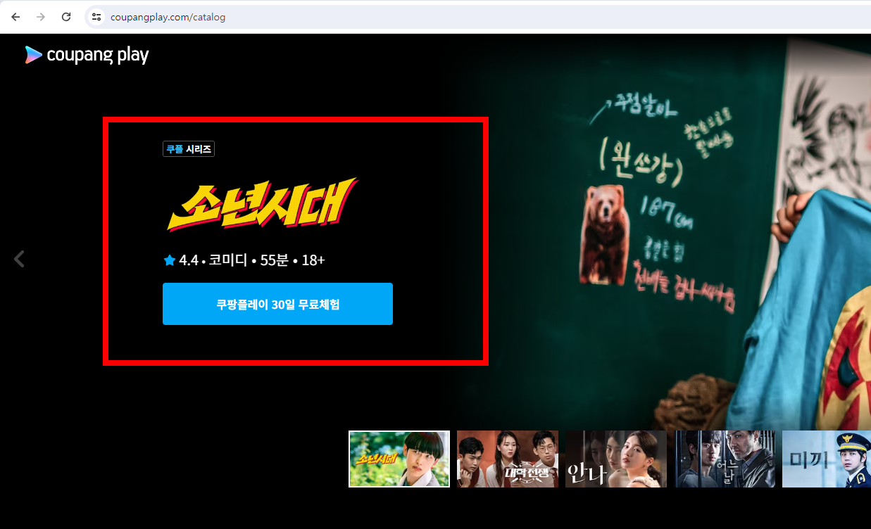 쿠팡 플레이 pc버전 바로가기