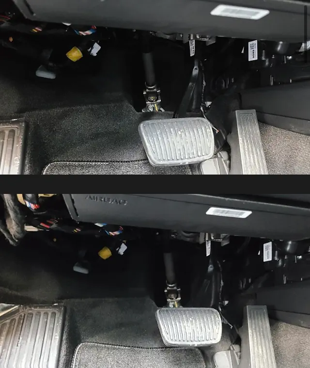 그랜저 GN7 불량 결함 운전석 브레이크 쪽 마감 엉망