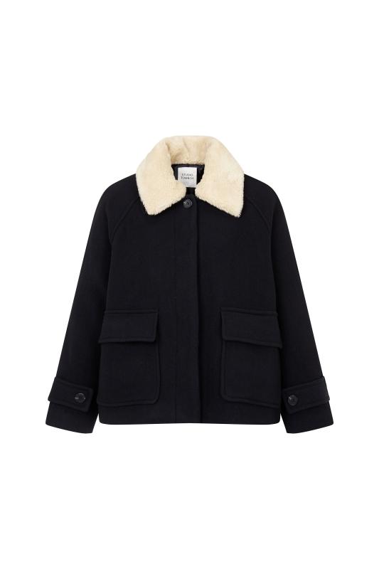 스튜디오톰보이 스튜디오 톰보이 양털카라 헤링본울 숏코트 9172413984