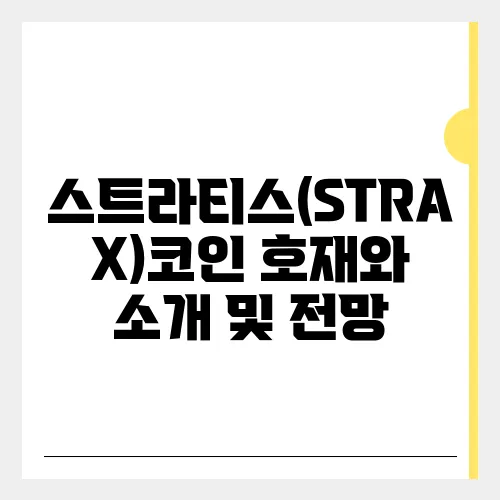 스트라티스(STRAX)코인 호재와 소개 및 전망