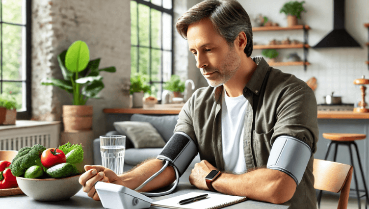 혈압을 측정하고 있는 남성