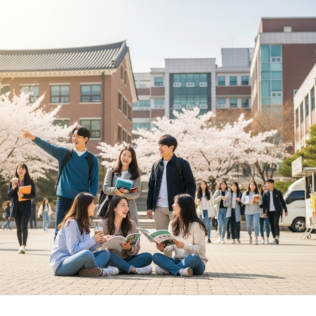즐거운 대학생활을 하는 한국인 대학생