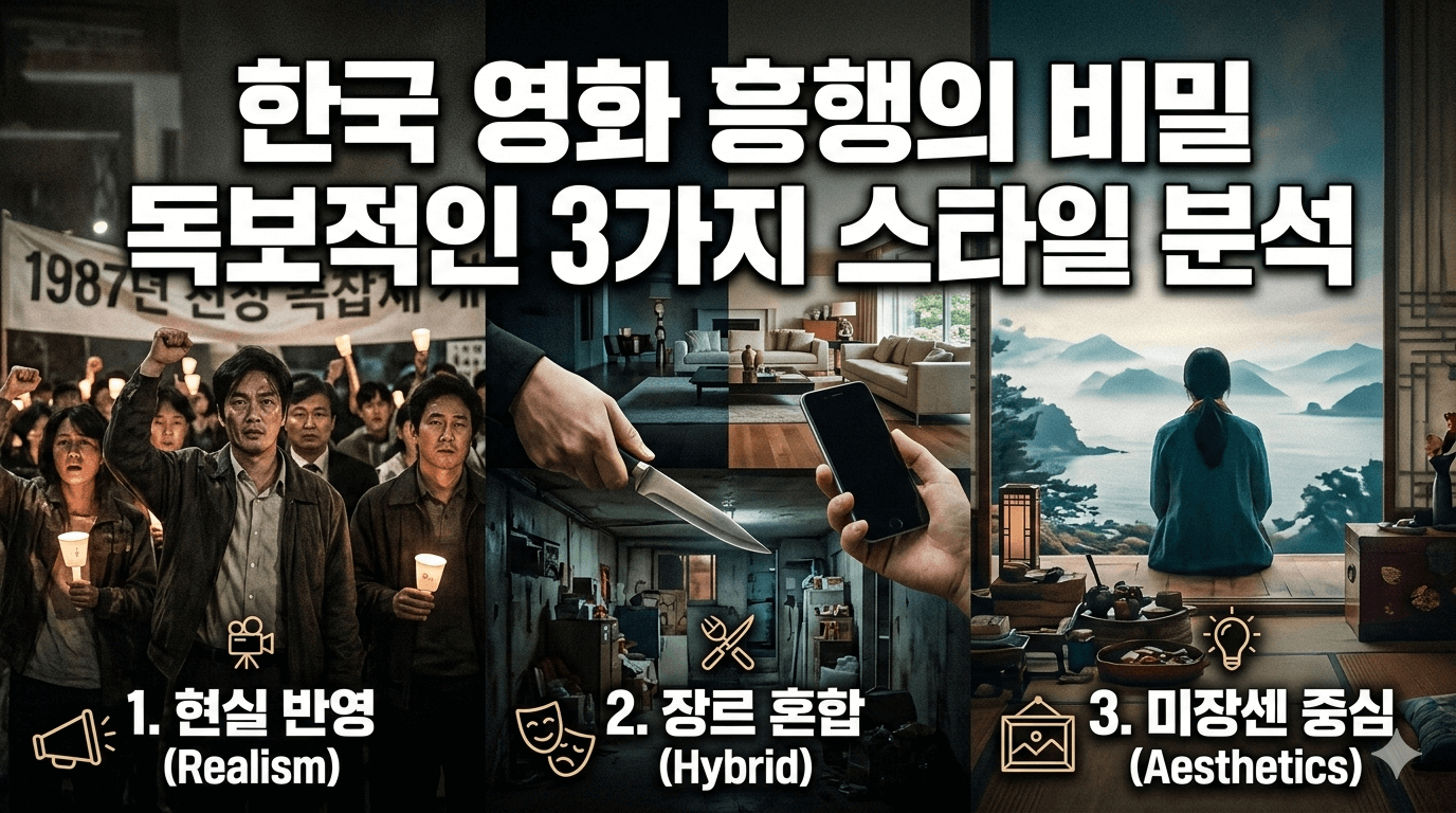 한국 영화의 3가지 스타일 분석 : 현실 반영형, 장르 혼합형, 미장센 중심