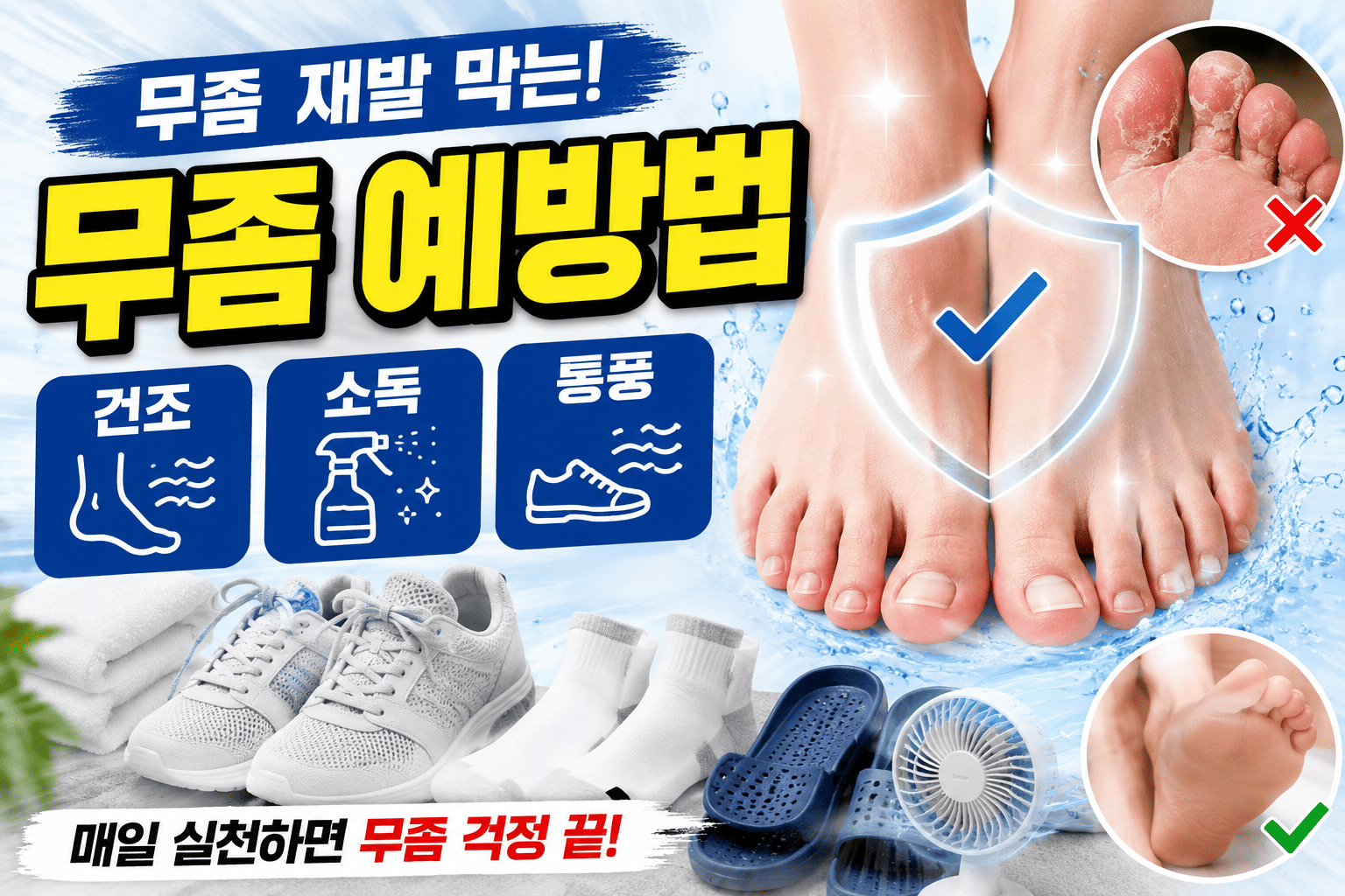 무좀 예방법(건조, 소독, 통풍)