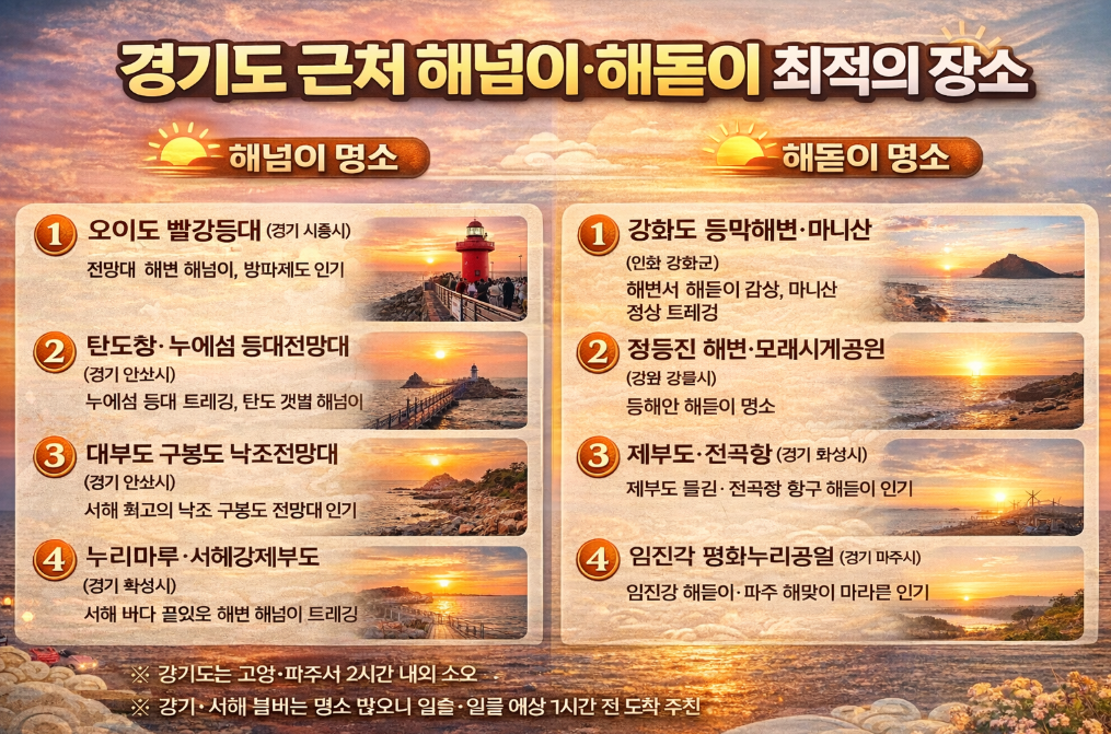 경기도 근처 해넘이 해돋이 명소 완벽 정리