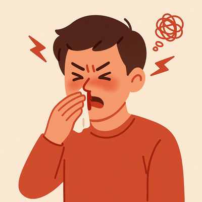 격한 감정 변화로 인한 혈압 상승은 코피 자주나는 이유가 될 수 있어요.