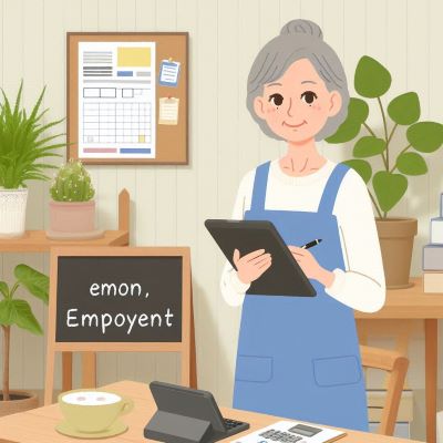 60대 여성이 단순한 업무를 하고 있다.