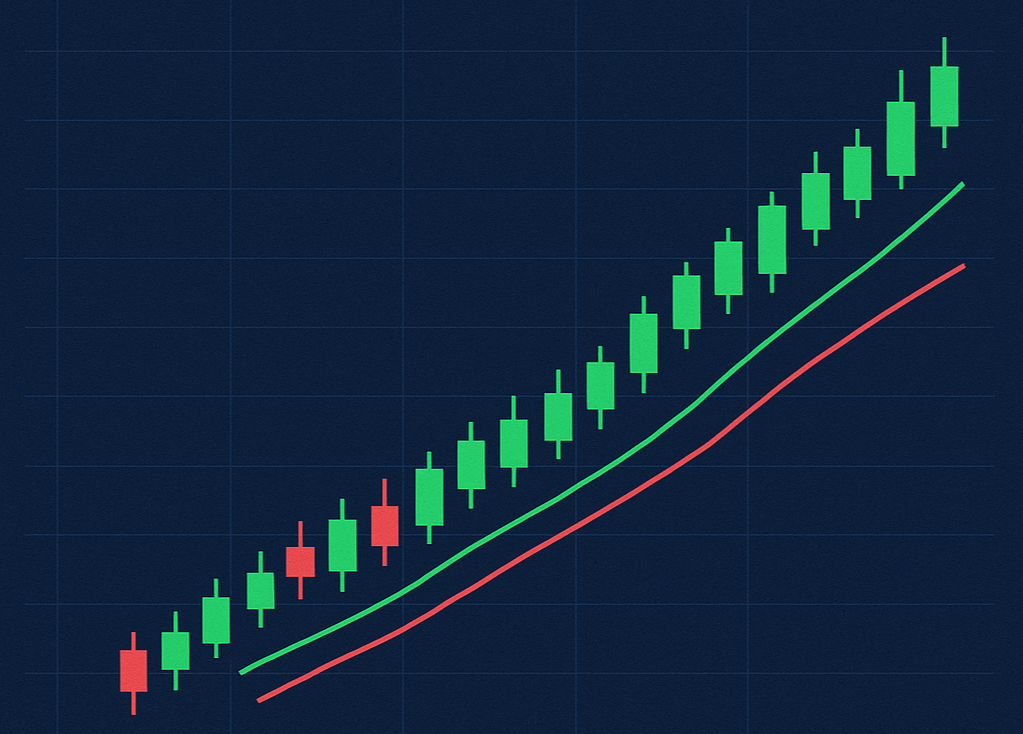 상승 추세의 간단한 차트 예시