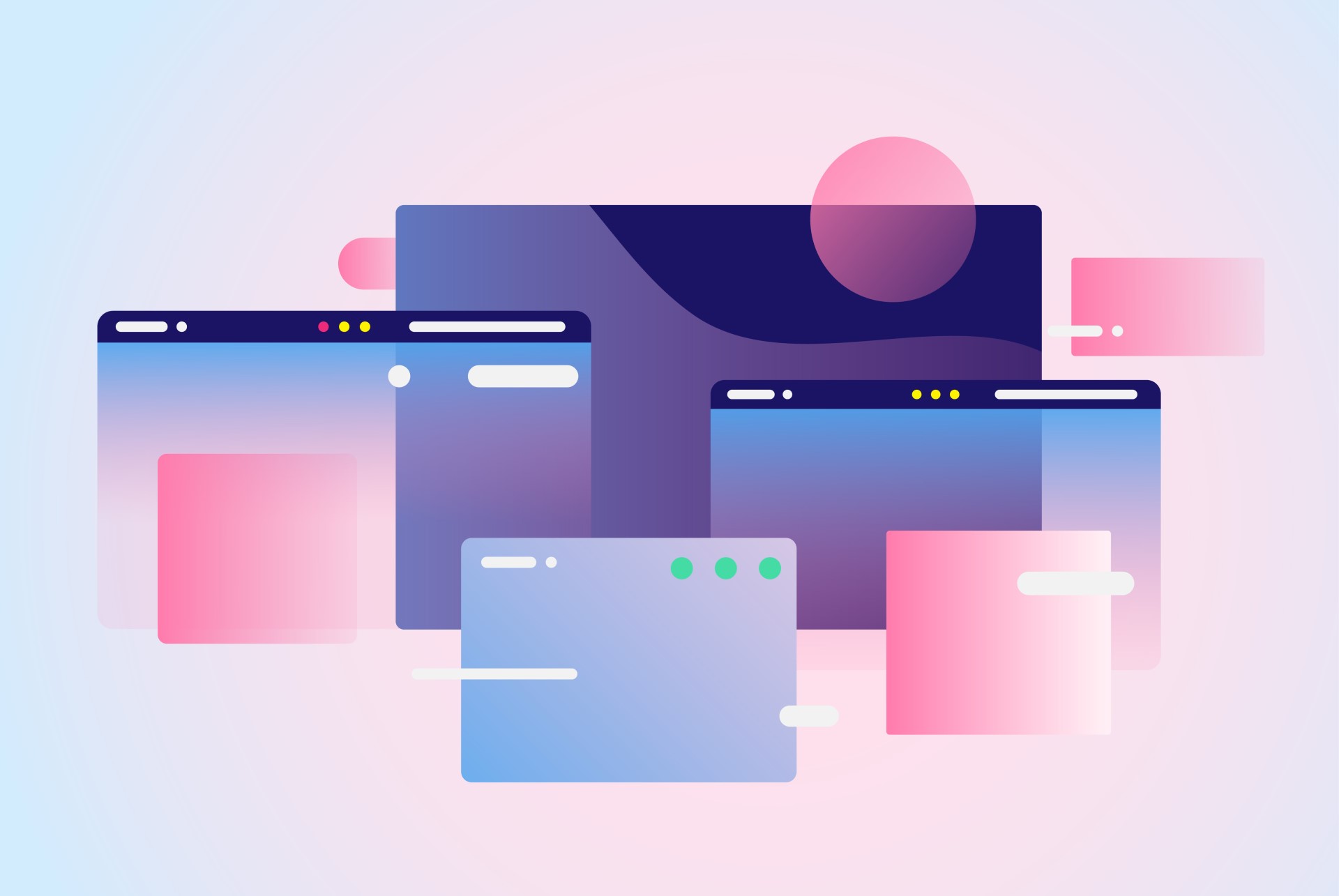 전반적인 분위기, 사소한 요소, 효과, 배치 등 복합적인 요소가 반영된 웹 디자인