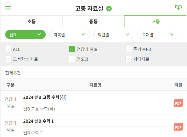 쎈B 수1 답지 대표사진