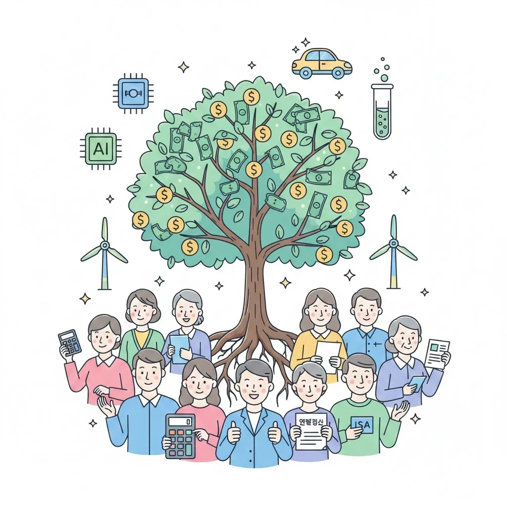 국민성장펀드, 소득공제율 40%, ISA계좌, 국민성장펀드 소득공제율 계산 예시, 과세표준별 세율, 의무보유기간, 분리과세, 국민성장펀드 출시예정, 주식투자, 자산포트폴리오, 고환율 영향