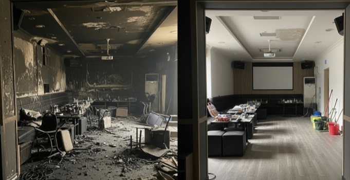 진도 화재청소중